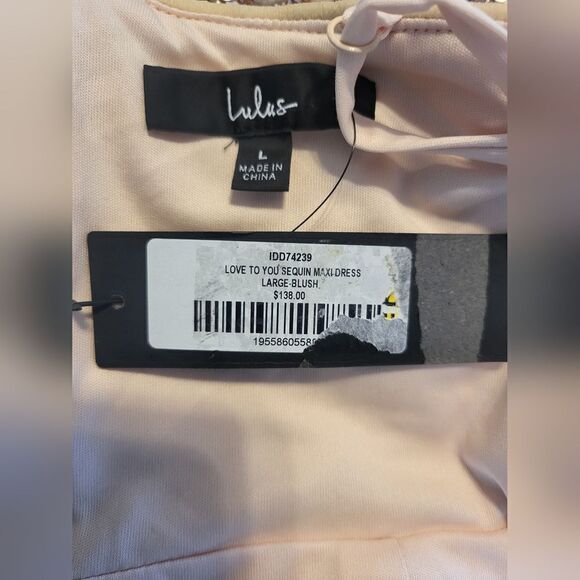 Lulus Love to You Blush Sequin Maxi Dress NWT size large - Picture 4 of 4